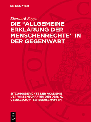 cover image of Die „Allgemeine Erklärung der Menschenrechte" in der Gegenwart